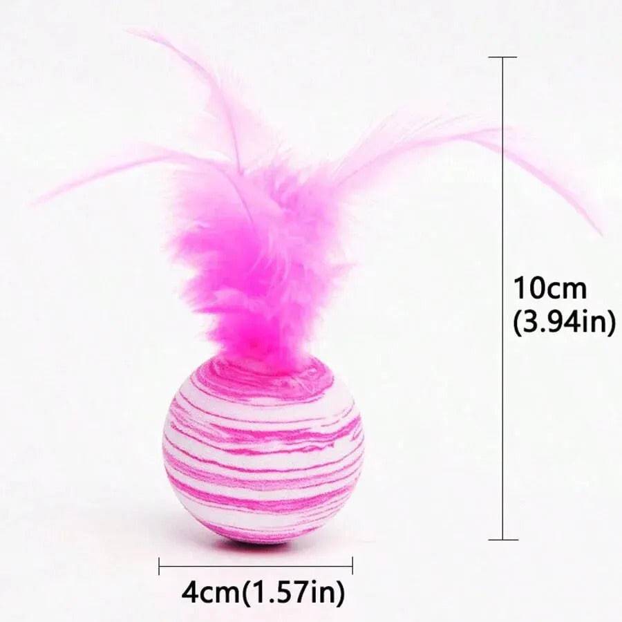 Pink Interactive Cat Toy Star Texture Feather Foam Ball - TrendyPet's Zone