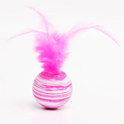 Pink Interactive Cat Toy Star Texture Feather Foam Ball - TrendyPet's Zone