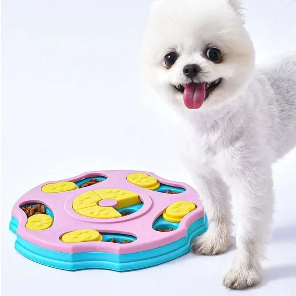 Pink interactive dog puzzle toy and slow feeder by TrendyPet's Zone, designed to boost canine IQ and promote mental stimulation.