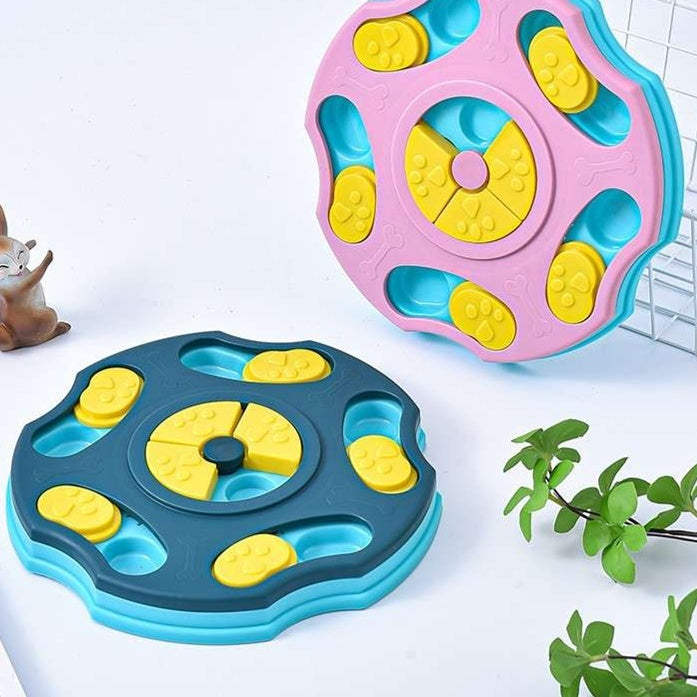 Pink interactive dog puzzle toy and slow feeder by TrendyPet's Zone designed to boost dog's IQ and promote mental stimulation.