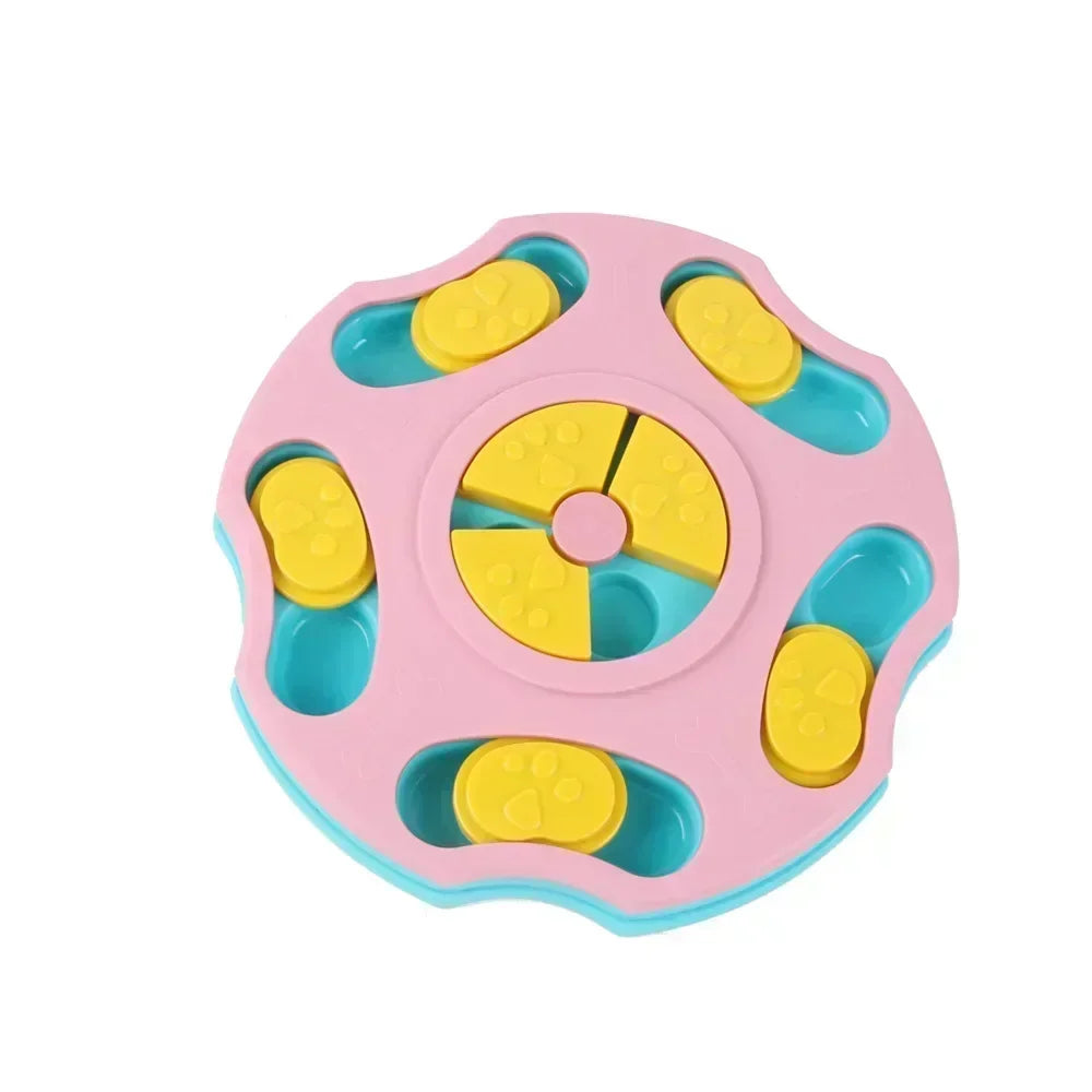 Pink interactive dog puzzle toy and slow feeder by TrendyPet's Zone, designed to boost dog IQ and challenge pets with engaging puzzles.