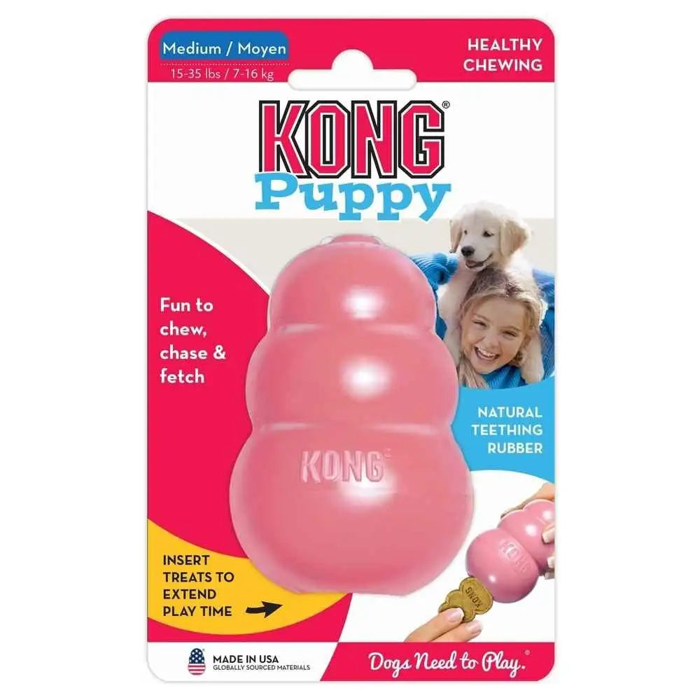 Pink KONG Puppy Natural Teething Rubber Chew Toy TrendyPet's Zone