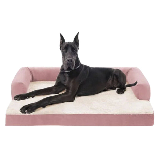 Pink Memory Foam Orthopedic Dogs Beds with Bolsters, Removable Washable Cover, Nonskid Bottom, XXL Size 53.0" x 42.0" x 8.0" TRENDYPET'S ZONE