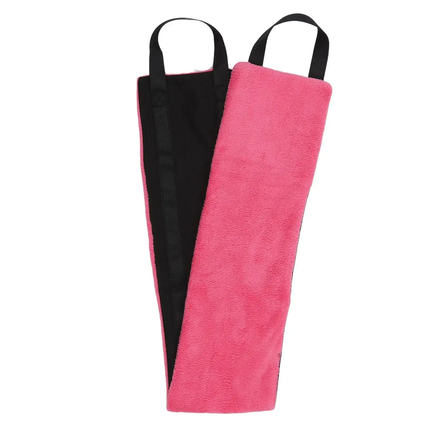 Pink Oxford cloth dog sling for hind leg support, designed by TrendyPet's Zone, shown supporting a dog's hind leg.