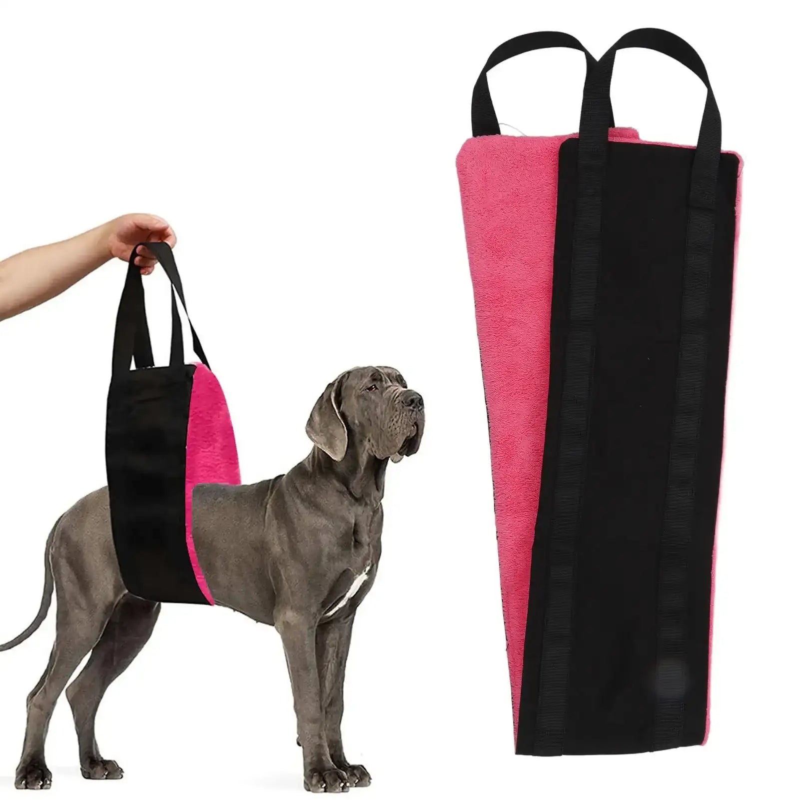 Pink Oxford cloth dog sling for hind leg support by TrendyPet's Zone, designed to assist with canine mobility and comfort.