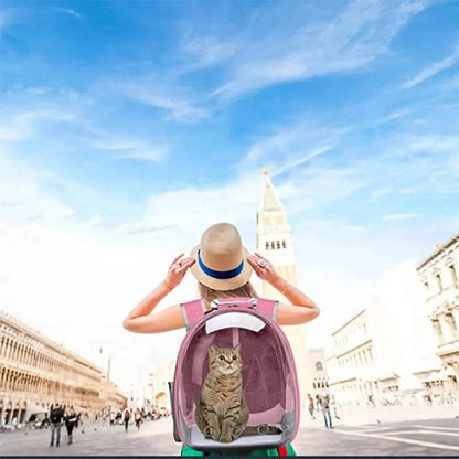 Pink Pet Carrier Backpack Transparent Capsule Bubble Backpack Small Animal Puppy Kitten Breathable Carrier for Travel - TrendyPet's Zone
