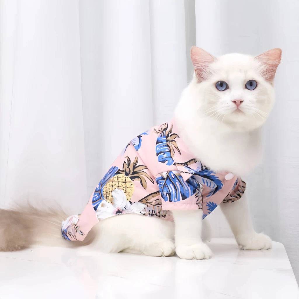 Pink Pet Hawaiian Beach Style T-Shirts Thin Breathable Summer Clothes for Small Dog Puppy Pet Cat Kitten Vest - TrendyPet's Zone