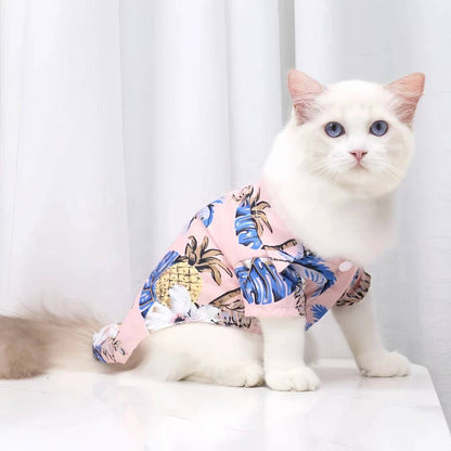 Pink Pet Hawaiian Beach Style T-Shirts Thin Breathable Summer Clothes for Small Dog Puppy Pet Cat Kitten Vest - TrendyPet's Zone
