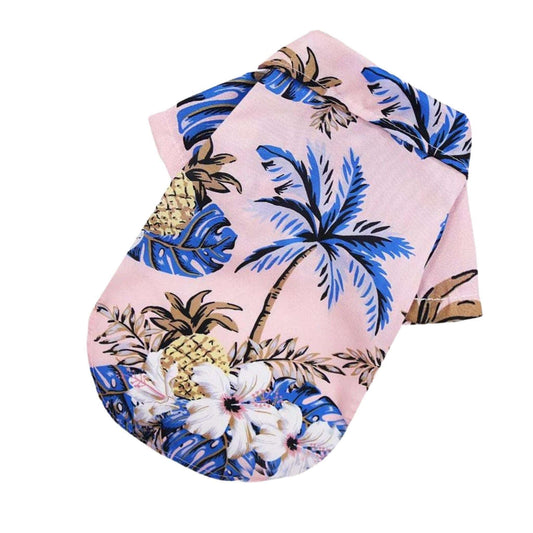 Pink Pet Hawaiian Beach Style T-Shirts Thin Breathable Summer Clothes for Small Dog Puppy Pet Cat Kitten Vest - TrendyPet's Zone