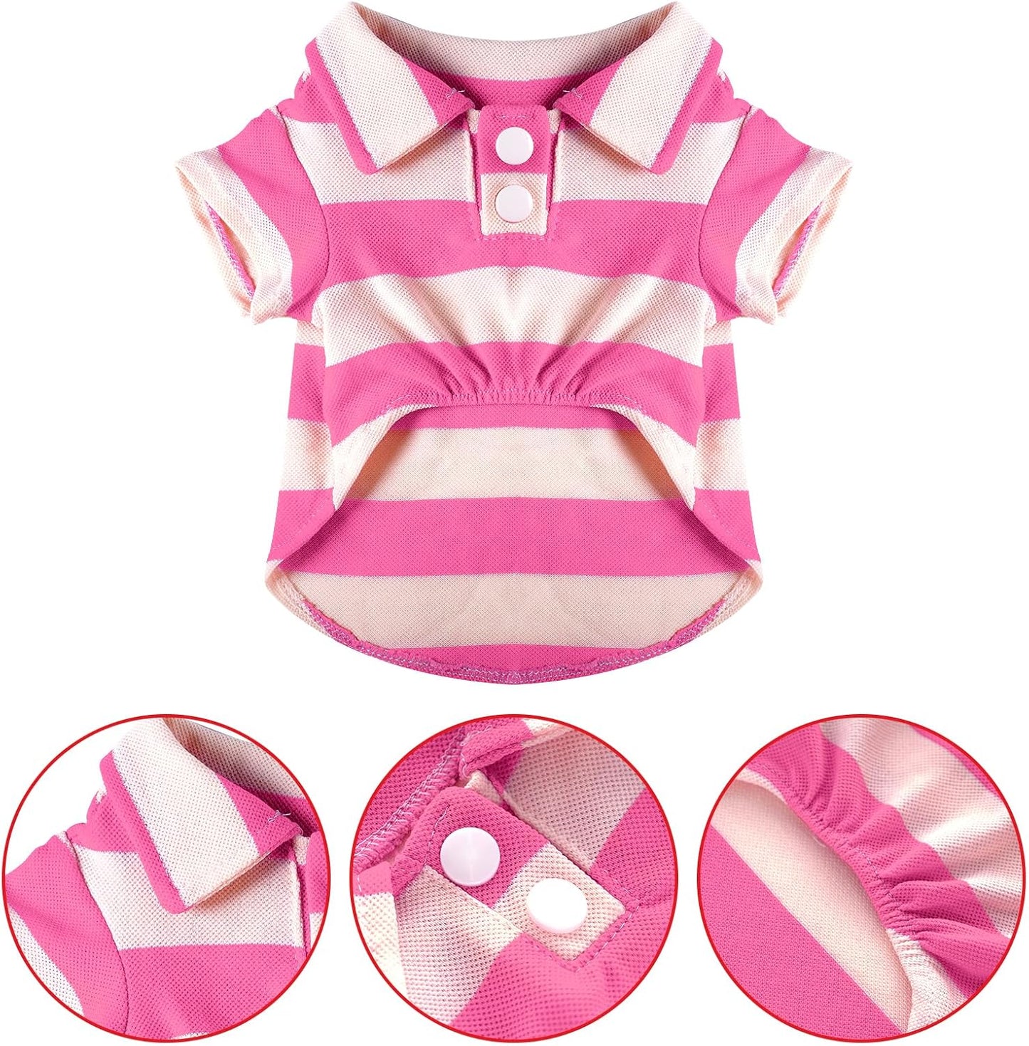 Pink pet polo shirt from TrendyPet's Zone, casual summer cat clothing for small to large kittens, featuring a comfortable T-shirt style.