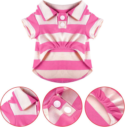 Pink pet polo shirt from TrendyPet's Zone, casual summer cat clothing for small to large kittens, featuring a comfortable T-shirt style.