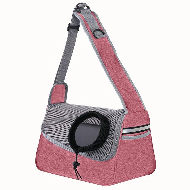 Pink Portable Bag Pet Crossbody Bag Dog Cat One Shoulder Carrier Breathable Mesh Puppy Kitten Handbag - TrendyPet's Zone