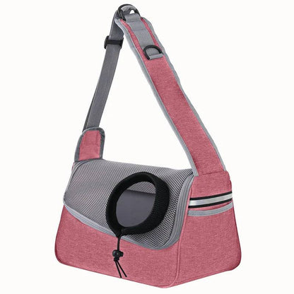 Pink Portable Bag Pet Crossbody Bag Dog Cat One Shoulder Carrier Breathable Mesh Puppy Kitten Handbag - TrendyPet's Zone