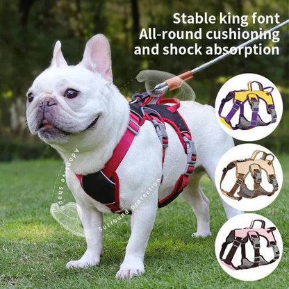 Pink reflective adjustable dog harness by TrendyPet's Zone, breathable no-pull design for outdoor walks with small to large dogs.