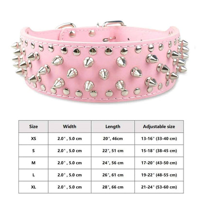 Pink Spiked Studded Leather Dog Collar Adjustable Anti-Bite Puppy Neck Strap Collars For Small Medium Dogs - TrendyPet's Zone