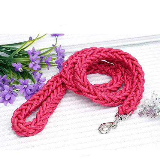 Pink Super Strong Coarse Nylon Dog Leash Double Row Adjustable Collar For Medium Large Dogs - TrendyPet's Zone