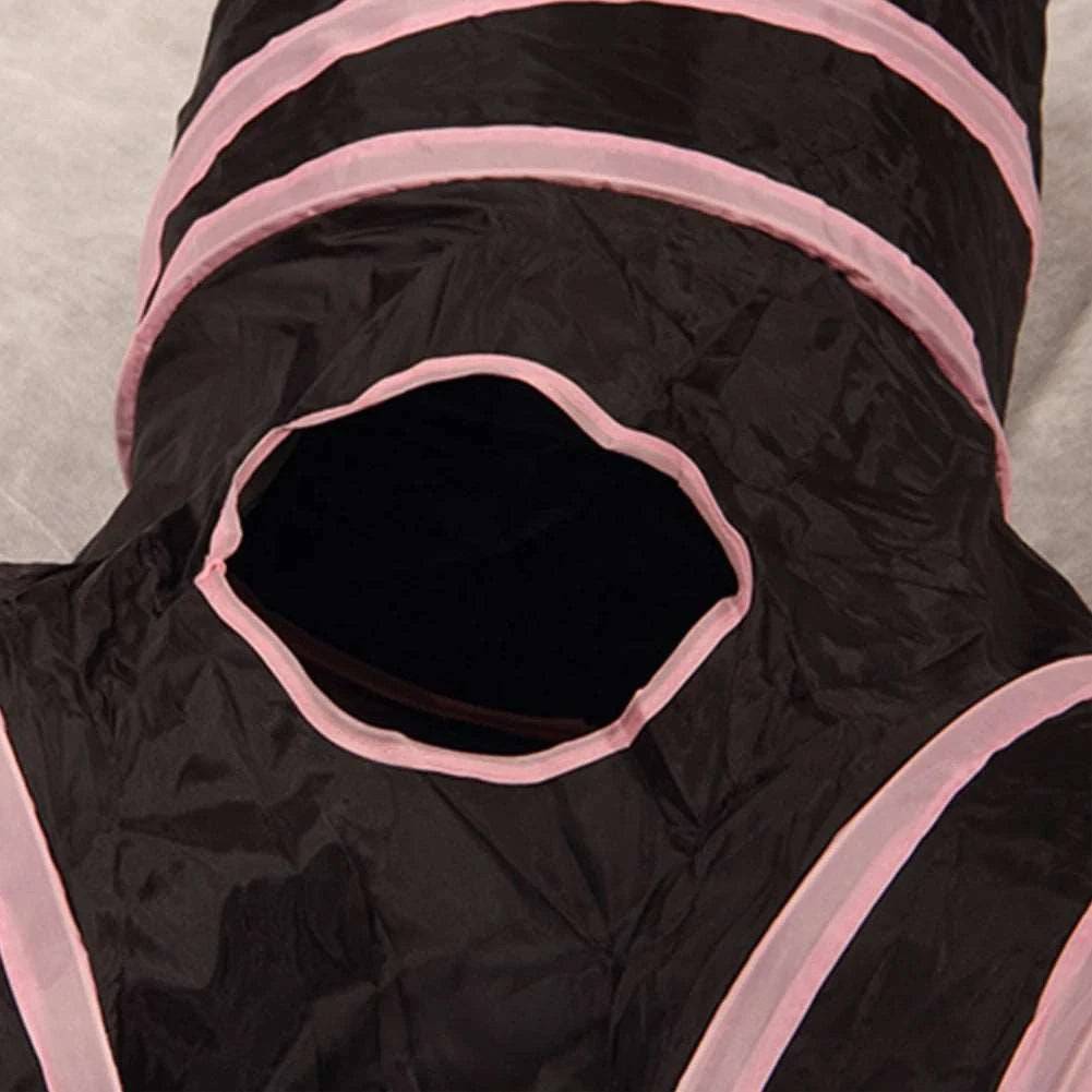 Pink T-Type Tunnel Collapsible Cat Kitten Play Interactive Toy Maze - TrendyPet's Zone