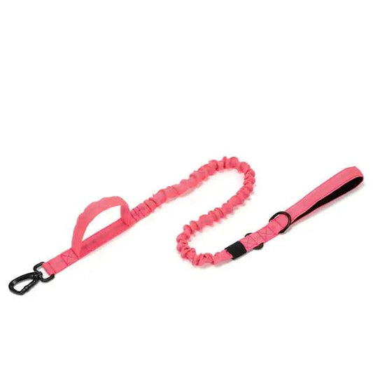 Pink Tactical Dog Leash Elastic Dog Strap NO PULL Nylon Reflective Lead Traction Rope Training Walking Hunting Durable Dog Leash Line - TrendyPet's Zone