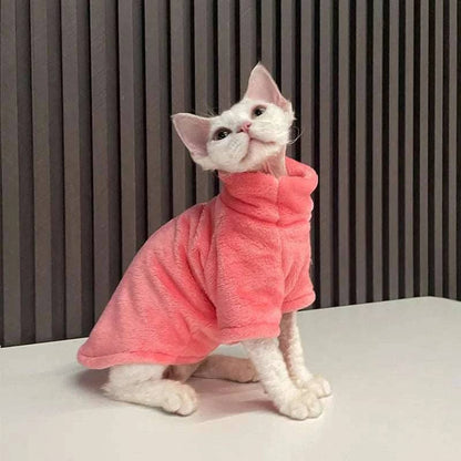 Soft Pink Turtleneck Sweater Coat Hairless Cat Winter Cloth - TrendyPet's Zone