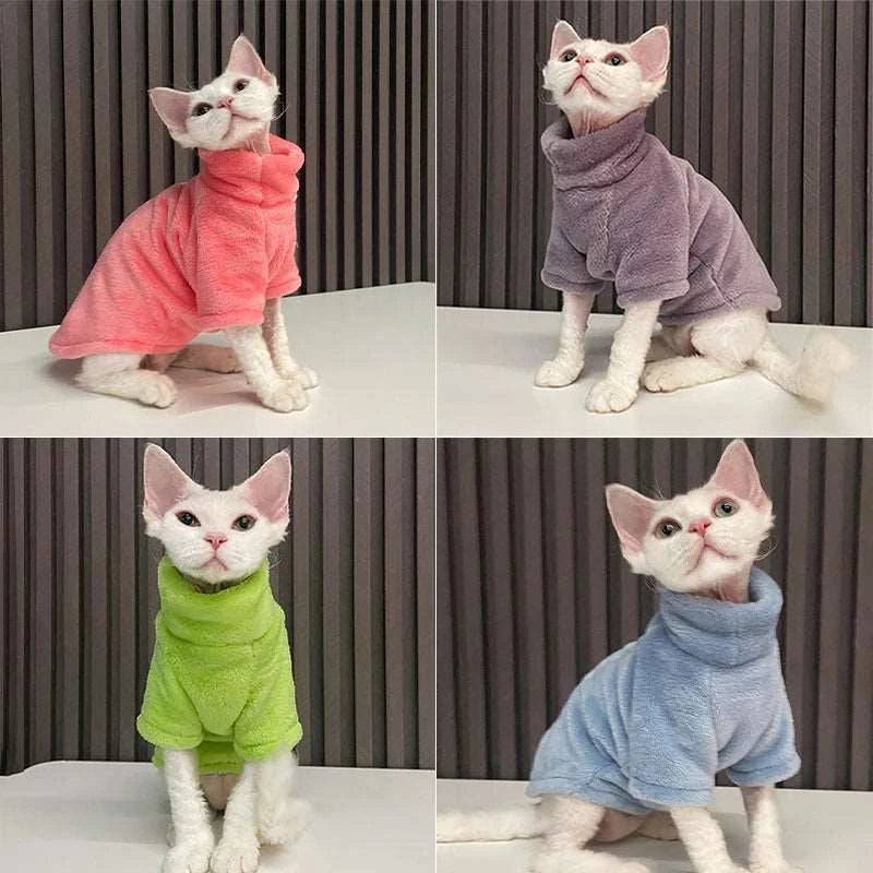 Soft Pink Turtleneck Sweater Coat Hairless Cat Winter Cloth - TrendyPet's Zone