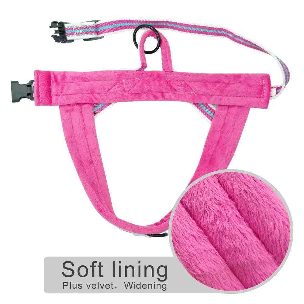 Pink With Lines Warm Harness Vest Winter Soft Padded Pet Training Adjustable For Small Large Dog Puppy - TrendyPet's Zone