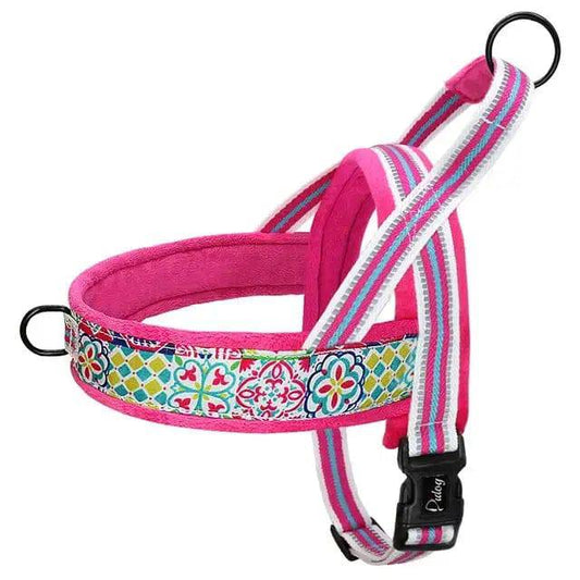 Pink With Multi Design Warm Harness Vest Winter Soft Padded Pet Training Adjustable For Small Large Dog Puppy - TrendyPet's Zone
