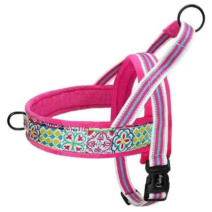 Pink With Multi Design Warm Harness Vest Winter Soft Padded Pet Training Adjustable For Small Large Dog Puppy - TrendyPet's Zone