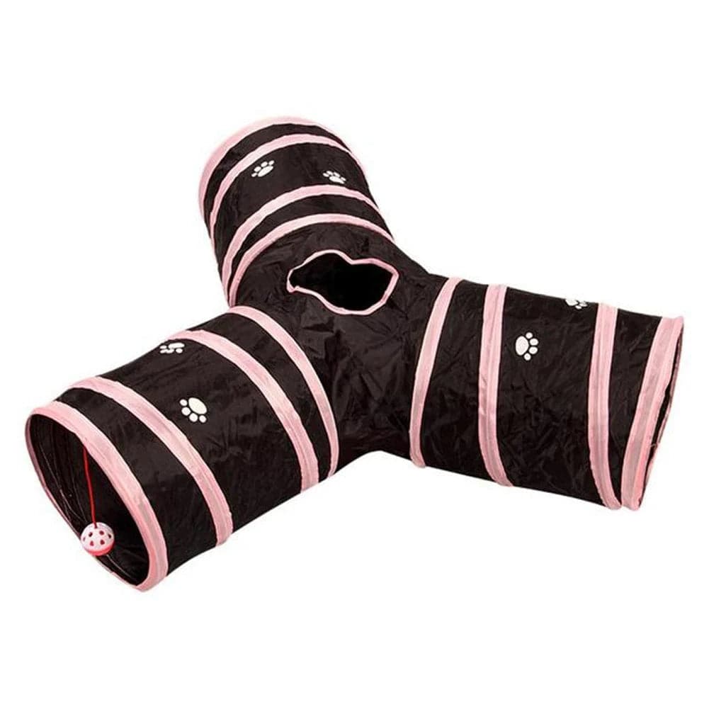 Pink Y-Type Tunnel Collapsible Cat Kitten Play Interactive Toy Maze - TrendyPet's Zone
