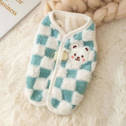 Winter Warm Hairless Cat Clothing Blue Plaid Sweater Vest TRENDYPET'S ZONE