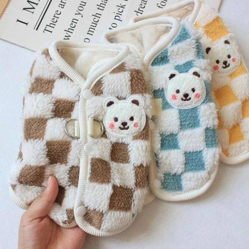 Winter Warm Hairless Cat Clothing Blue Plaid Sweater Vest TRENDYPET'S ZONE