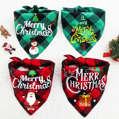 Plaid Festive Pet Reversible Bandanas Christmas Scarves & Bibs - TrendyPet's Zone