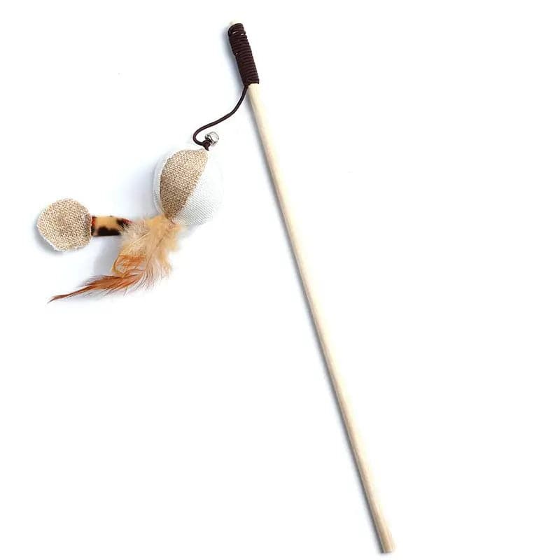 Pumpkin Cat Teaser Feather Toys Kitten Funny Rod Wand Toys Wood Pet Toys Interactive Stick - TrendyPet's Zone