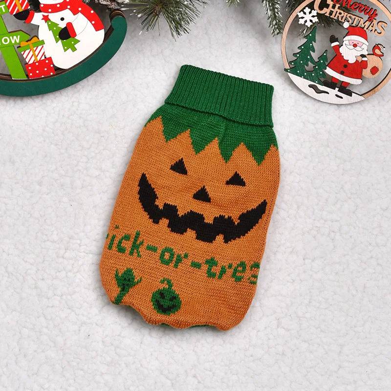 Pumpkin Warm Knitted Pet Dogs Cats Sweater Winter Clothes - TrendyPet's Zone