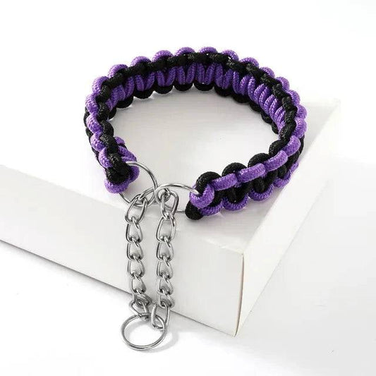 Purple Black Woven Dog Collars P Chain Nylon Adjustable Collar For Small Medium And Large Dogs - TrendyPet's Zone