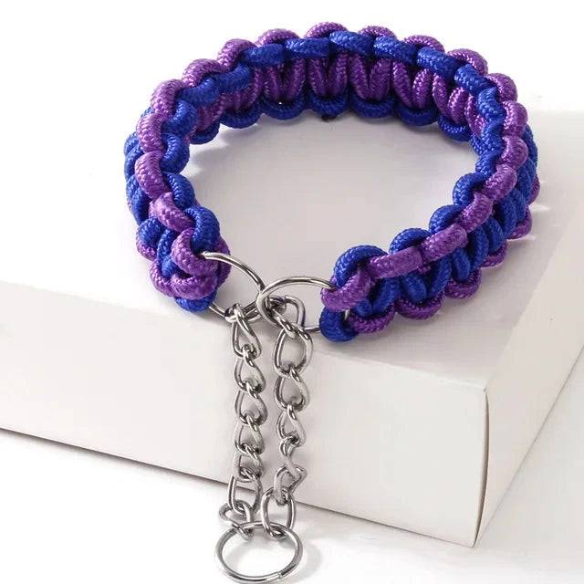 Purple Blue Woven Dog Collars P Chain Nylon Adjustable Collar For Small Medium And Large Dogs - TrendyPet's Zone