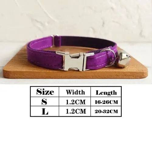Purple Cat Small Dog Collar with Bell Personalized Engraving ID Tag Nameplate Kitten Collars Necklace Small Dogs Puppy Bulldog Chihuahua Yorshire - TrendyPet's Zone
