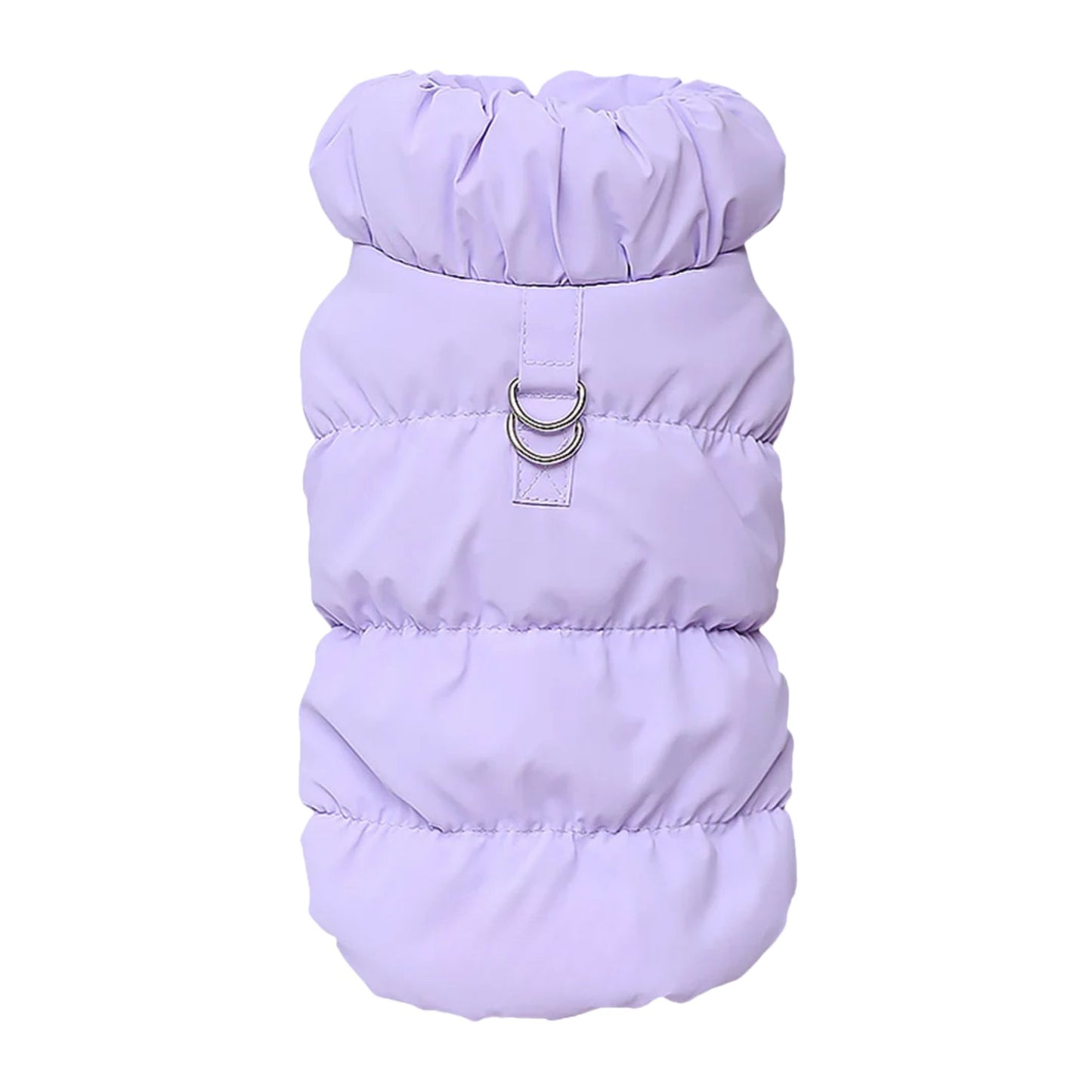 Purple quilted dog vest jacket with built-in harness from TrendyPet's Zone, ideal for warmth and secure outdoor walks.