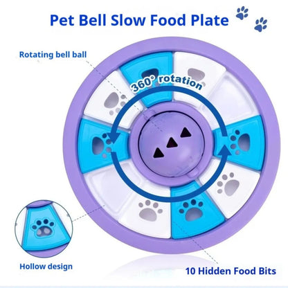 Purple dog puzzle feeder toy from TrendyPet's Zone with slow eating bowl and treat dispenser for IQ training.
