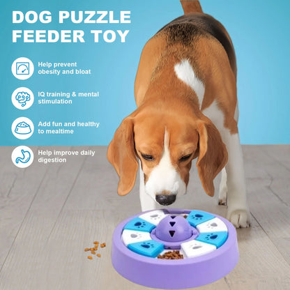 Purple TrendyPet's Zone dog puzzle feeder toy with slow eating bowl and treat dispenser for IQ training and mental stimulation.