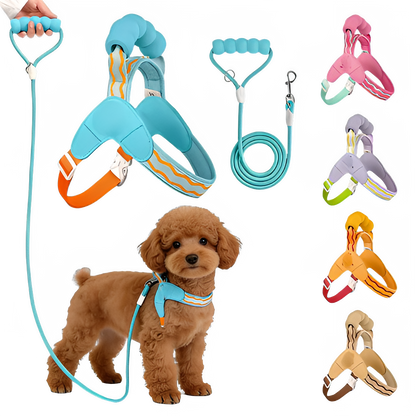 TrendyPet's Zone khaki escape-proof dog harness set with reflective stitching for all dog sizes, including matching leash.