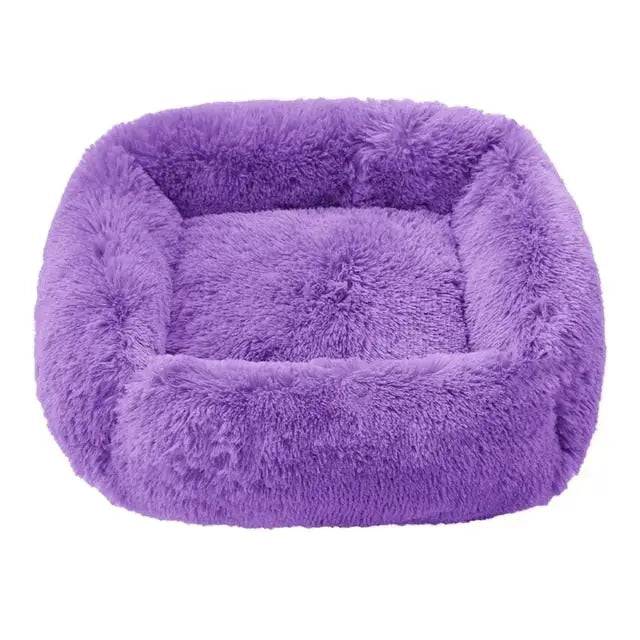 Purple Fluffy Dog Sofa Bed Square Pet Beds Cat Mat Plush Dogs House Indoor Winter Warm Pet Sleeping Kennel For Small Medium Large Dogs - TrendyPet's Zone