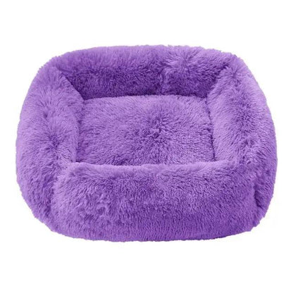 Purple Fluffy Dog Sofa Bed Square Pet Beds Cat Mat Plush Dogs House Indoor Winter Warm Pet Sleeping Kennel For Small Medium Large Dogs - TrendyPet's Zone
