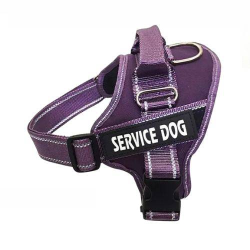 Purple Nylon Reflective Dog Harness Personalized Breathable With ID Patch - TrendyPet's Zone
