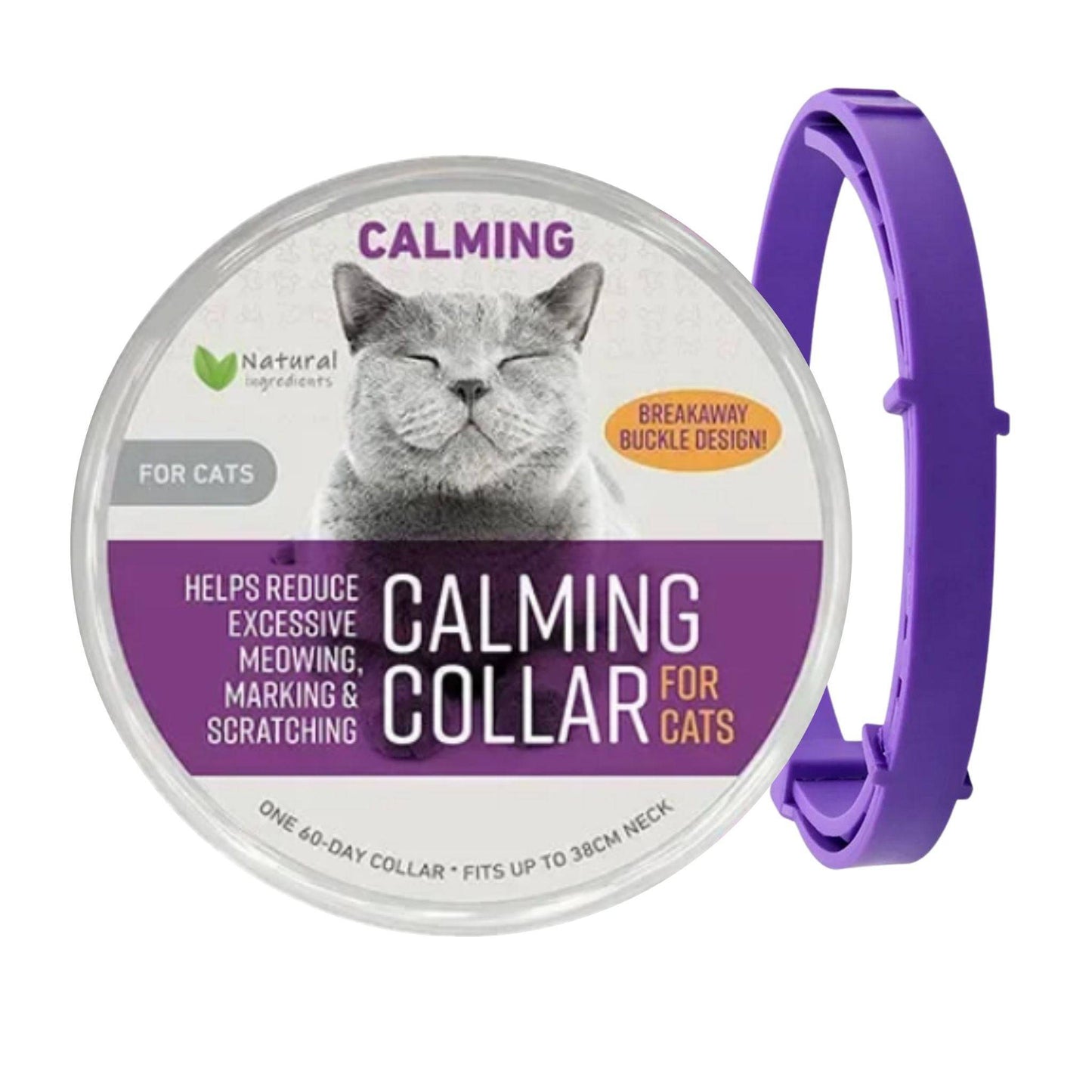 Purple Safe Cat Calming Collar 1Pack/60Days Adjustable Anxiety Reduction Pheromone Lasting Natural Calm Pet Collar Boxed OPP Bag - TrendyPet's Zone