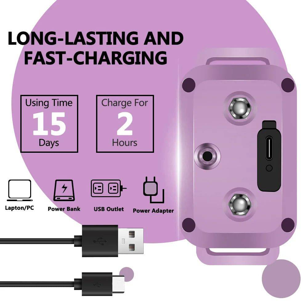 Purple Smart Anti Barking Collar for Small Medium Large Breed Dogs Rechargeable Puppy Bark Collar with 4 Training Modes & 8 Adjustable Sensitivity - TrendyPet's Zone