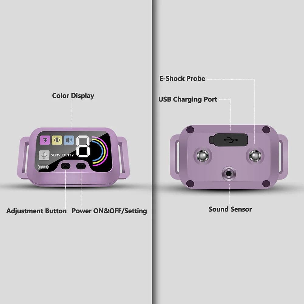 Purple Smart Anti Barking Collar for Small Medium Large Breed Dogs Rechargeable Puppy Bark Collar with 4 Training Modes & 8 Adjustable Sensitivity - TrendyPet's Zone