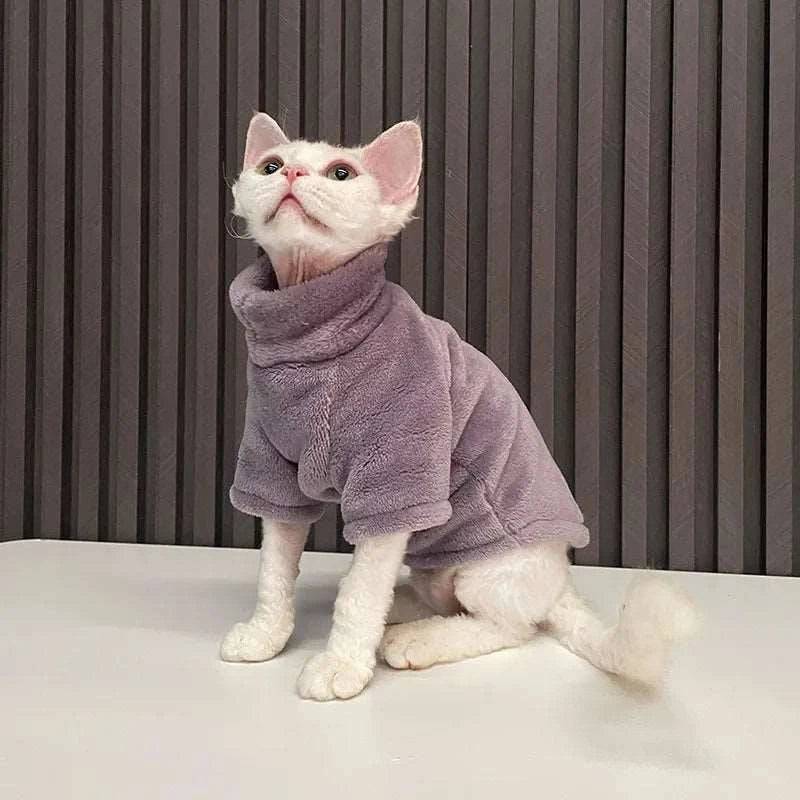Purple Turtleneck Sweater Coat Hairless Cat Winter Cloth - TrendyPet's Zone