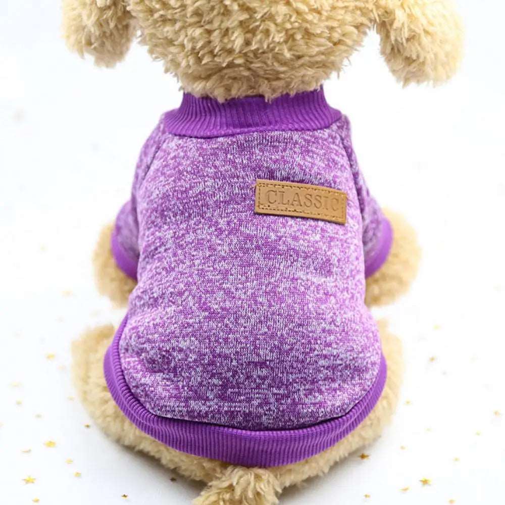 Purple Warm Winter Dog Clothes Classic Pet Sweatshirt Vest - TrendyPet's Zone