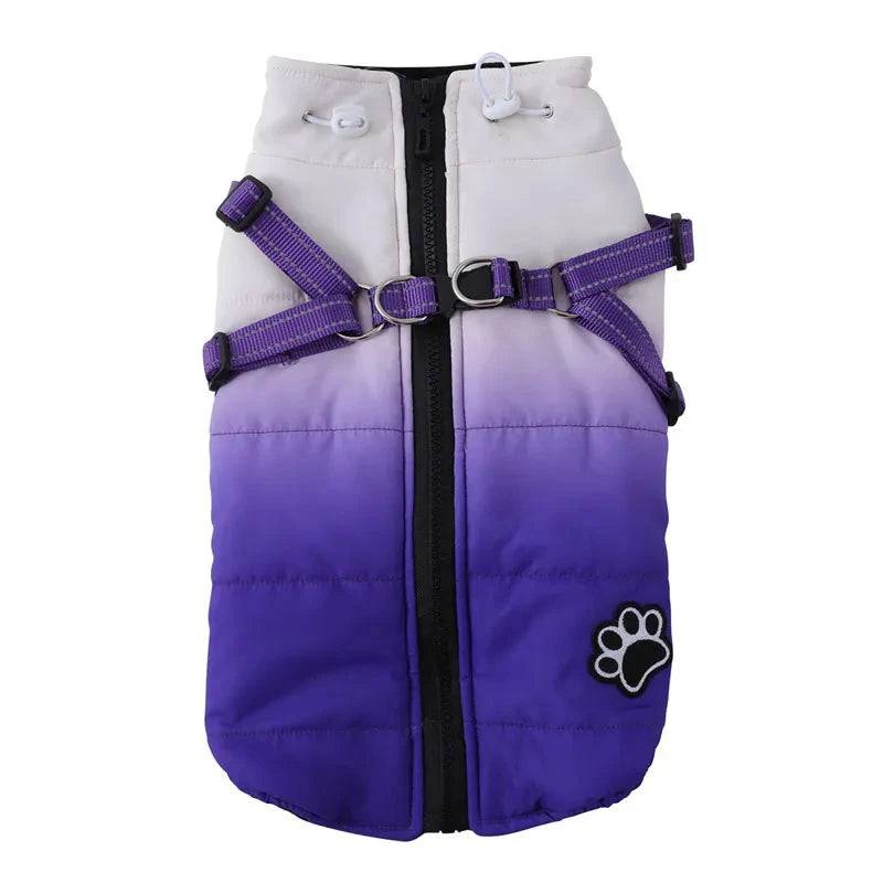 Purple Waterproof Dog Jacket With Harness Winter Warm Pet Clothes For Small Big Dogs Coat Outfits - TrendyPet's Zone