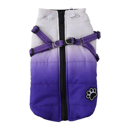 Purple Waterproof Dog Jacket With Harness Winter Warm Pet Clothes For Small Big Dogs Coat Outfits - TrendyPet's Zone